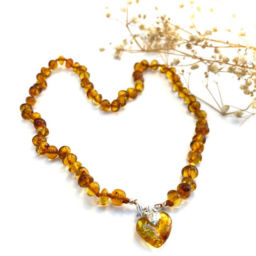 Colar de Âmbar Barroco e Coração Cognac Juvenil – Mulher