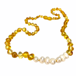 Colar de Âmbar Hope Mel e Pérolas Adulto