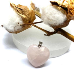 Pendente Coração em Quartz Rosa