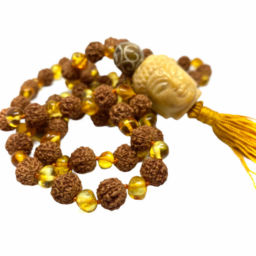 Japamala Rudraksha e Âmbar Mel