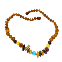 Colar Tribal II Âmbar Cognac Não Polido Bebé – Criança (fecho de rosca)