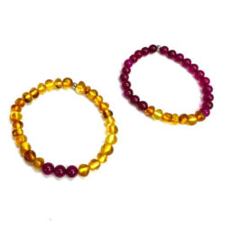 Conjunto de Pulseiras de Âmbar & Pedras